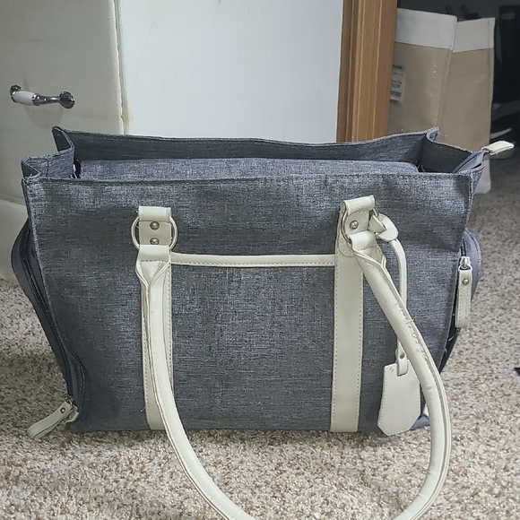 Bananafish Handbags - Banafish Tote Stylish Gray and Cream Women's Bag Designed For Breast Pumps